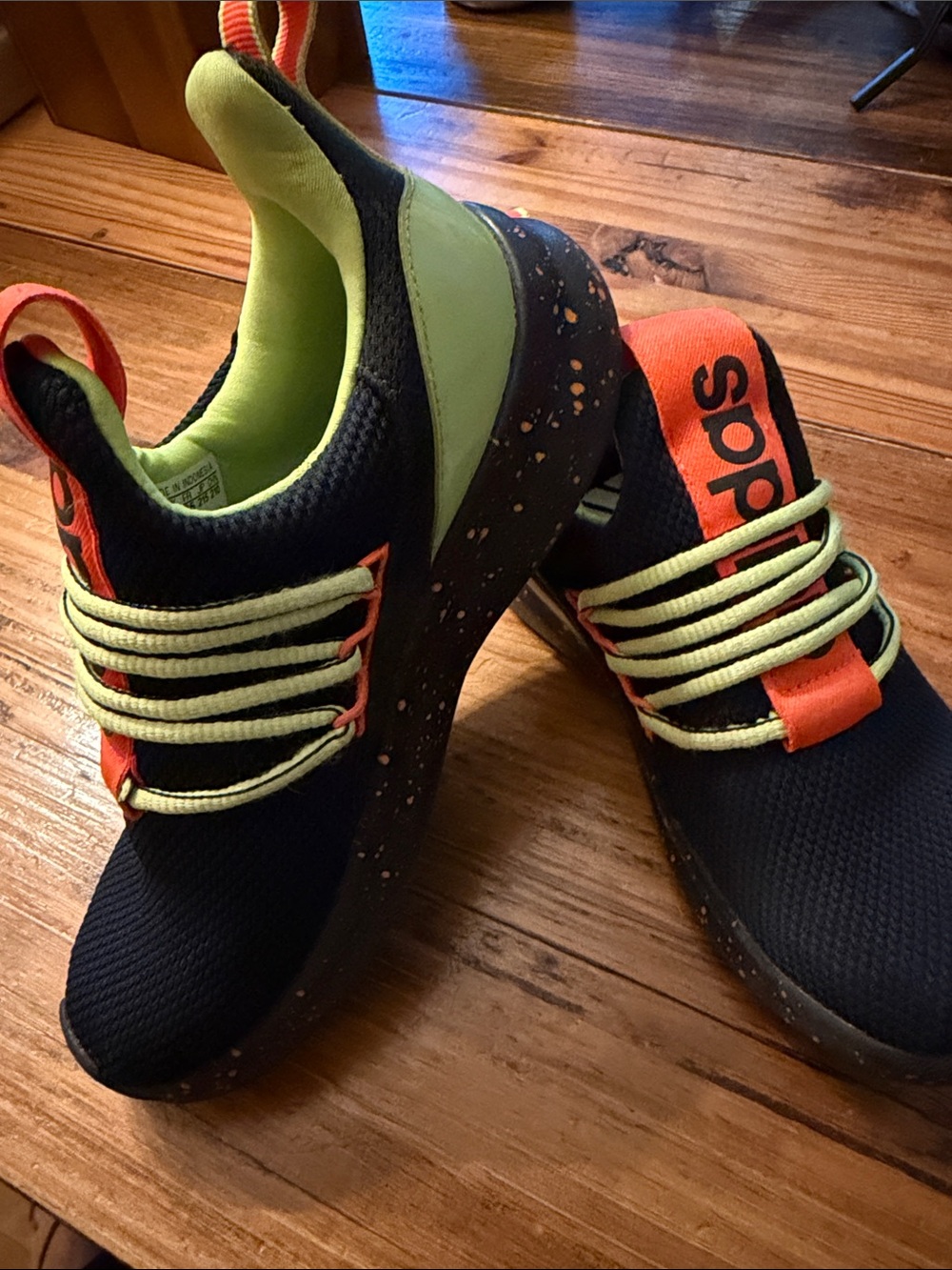 adidas Black Sneakers with Neon Green and Orange Accents